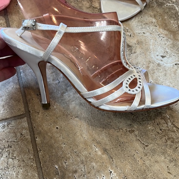 Nina White Satin Heels - Picture 3 of 6